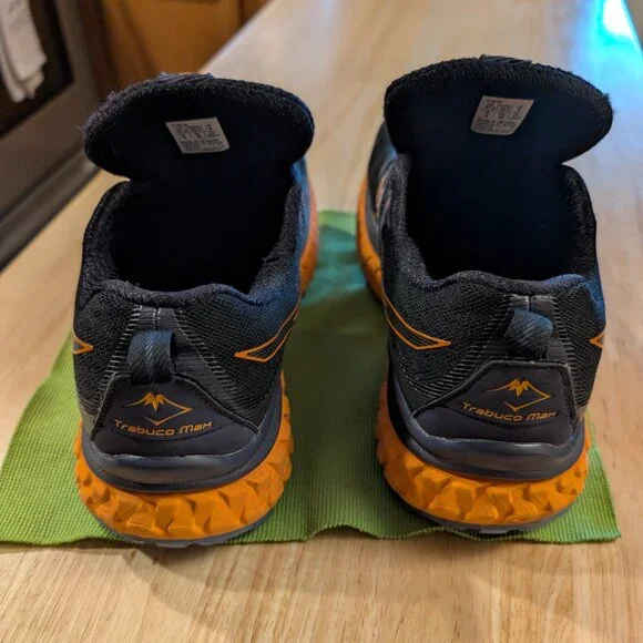 ASICS Trabuco MAX men's size 9 black shocking orange trail running shoes - Picture 6 of 11